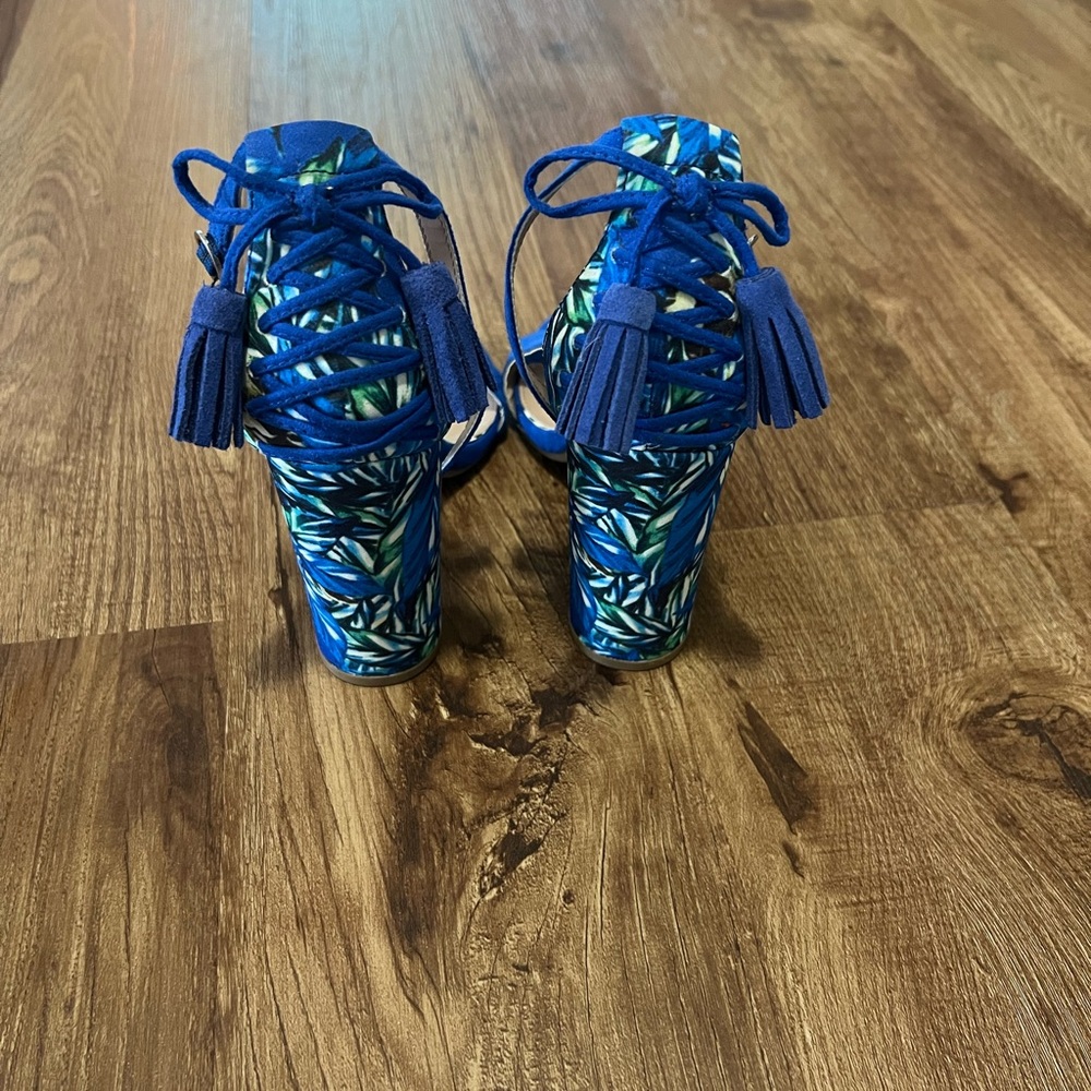 Betsey Johnson Blue tropical Heels with Tassels